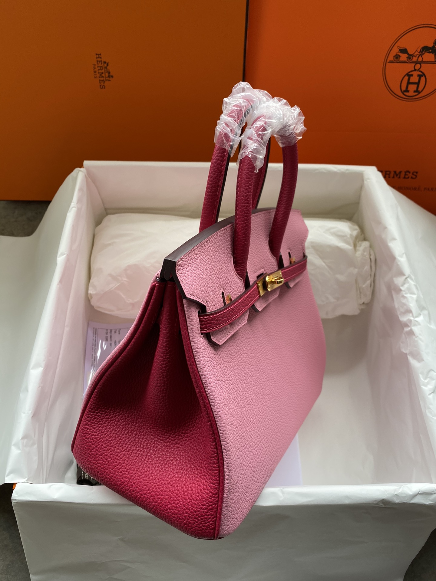 Hermes Birkin 25CM Togo Leather Handbag Pink Red